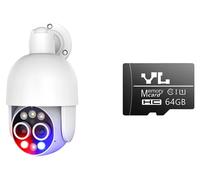 Caméra de surveillance, double objectif 8 MP, reconnaissance humanoïde par IA, caméra 4K 8 MP, 64 Go