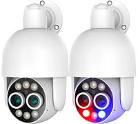 Caméra de surveillance, double objectif 8 MP, reconnaissance humanoïde par IA, lot de 2 caméras 4K sans carte