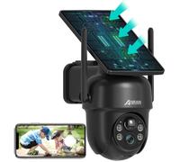 Caméra de Surveillance extérieur 5MP WiFi sans Fil Sirène Alarme+Panneau Solaire 4 Spotlight+Siren, ANRAN Q4 Max Noir