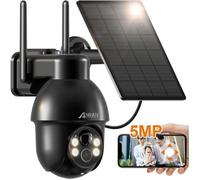 Caméra de Surveillance extérieur 5MP WiFi sans Fil Sirène Alarme+Panneau Solaire 4 Spotlight+Siren, ANRAN Q3 Max Noir