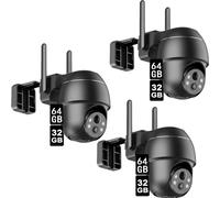 Caméra de surveillance extérieure 2,4 GHz WLAN 360 ° caméra panoramique/inclinaison extérieur, vision nocturne couleur, détection de mouvement, audio 2 voies 3 pièces avec 32&64GB