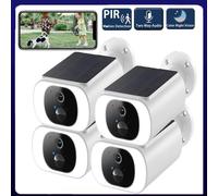 caméra de surveillance extérieure 2K HD Batterie avec panneau solaire, Caméra de surveillance extérieure solaire, Caméra de surveillance avec spotlight, détection de mouvement PIR 4PCS