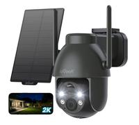 Caméra de surveillance extérieure 2K WiFi, orientable à 360° (PTZ), à énergie solaire, avec vision nocturne couleur et audio bidirectionnel, détection PIR et alarme intelligente