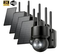 Caméra de surveillance extérieure 2K WiFi, PTZ 360°, orientable, à énergie solaire, vision nocturne couleur, audio bidirectionnel, détection PIR et intelligence artificielle 4PC