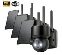 Caméra de surveillance extérieure 2K WiFi, PTZ 360°, orientable, à énergie solaire, vision nocturne couleur, audio bidirectionnel, détection PIR et contrôle intelligent 3PC