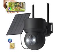 Caméra de surveillance extérieure 4G LTE à énergie solaire, caméra 2K avec batterie, carte SIM, caméra IP sans fil pour l'extérieur, sans Wi-Fi, orientable à 355°/90°, avec détection PIR