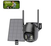 caméra de surveillance extérieure 4G LTE Batterie avec carte SIM Panneau solaire & 64GB, 2K 3MP sans fil Caméra IP solaire sans WLAN extérieur, vision nocturne couleur/IR