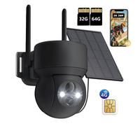 caméra de surveillance extérieure 4G LTE Batterie solaire avec carte SIM Sans fil Caméra IP extérieure sans WLAN 360° PTZ avec détection PIR Vision nocturne couleur avec 32G&64G