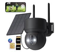 caméra de surveillance extérieure 4G LTE solaire avec carte SIM avec carte 32G & 646G sans WLAN 2K PTZ sans fil Caméra IP sans WLAN Détection PIR couleur Vision nocturne