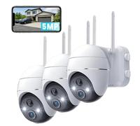 Caméra de surveillance extérieure 5 MP à batterie Caméra Wi-Fi avec rotation panoramique 355° et inclinaison 120°, vision nocturne couleur, alimentation solaire, détecteur de mouvement PIR, surveillan