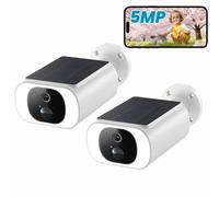 Caméra de surveillance extérieure 5 MP à énergie solaire avec projecteur, détection de mouvement PIR, Wi-Fi, résistante aux intempéries, sans fil, angle de vision de 130°, vision nocturne couleur, lot