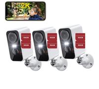 Caméra de surveillance extérieure Batterie, Caméra de surveillance 2K Sans fil WLAN Extérieur/Intérieur 32&64GB Carte mémoire 3 pièces