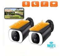 Caméra de surveillance extérieure Batterie Solar-2K Outdoor WLAN Caméra de surveillance extérieure avec panneau solaire sans fil sans installation 2PCS