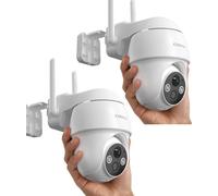 Caméra de surveillance extérieure COOAU 2K avec batterie rechargeable, PTZ, caméra WiFi extérieure avec PIR, 2 pièces