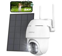 Caméra de surveillance extérieure COOAU 5MP avec panneau solaire Caméra WiFi 2 4 GHz avec compression vidéo H.265 4 projecteurs