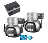 Caméra de surveillance extérieure Ctronics 4MP 6x Zoom Hybride WiFi 2.4-5GHz Détection Humaine Double Objectif Lot de 2