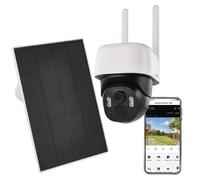 EMOS GoSmart - Caméra extérieure Intelligente avec Wi-FI et Panneau Solaire, caméra de Surveillance sans Fil 5 MP - Grand Angle de 135° - Vision Nocturne 9 m - Détection de Mouvement/Suivi - IP44