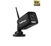 Caméra de surveillance extérieure fixe, 8 mégapixels, 4K, RobiCam, de couleur noire avec un boîtier en métal, compatible Wi-Fi, dotée de fonctionnalités intelligentes.