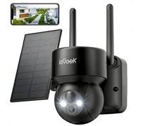 Caméra de surveillance extérieure ieGeek 2K WiFi, orientable à 360° (PTZ), alimentation solaire, vision nocturne couleur, audio bidirectionnel, détection PIR et mode intelligent