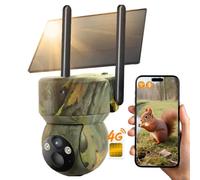 Caméra de surveillance extérieure PTZ TWUFY 2K 3G/4G LTE avec carte SIM, caméra de surveillance de la faune sauvage avec détecteur de mouvement, vision nocturne, carte de 32 Go, reconnaissance des ani