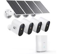 Caméra de surveillance extérieure sans fil, alimentée par batterie et énergie solaire, kit de 4 caméras de sécurité, enregistrement local de 32 Go, détection de mouvement