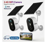 Caméra de Surveillance Extérieure Sans fil+panneau solaire,ANRAN,stockée sur le cloud-Abonnement requis,Non support la carte-2 pcs