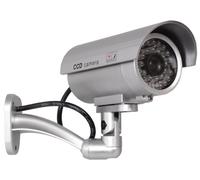 caméra de surveillance factice, système d'alarme, caméra étanche, éclairage LED (argent)