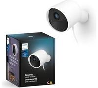 Caméra de Surveillance Filaire Philips Hue Secure, HD 1080P, Intérieure/Extérieure, Vision Nocturne, Détection de Mouvement, Blanc
