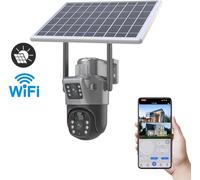 Caméra de surveillance Funk - Caméra dôme PTZ Wi-Fi - 6MP 1080P, double objectif - Angle de rotation de 360° - Vision nocturne en couleur - Étanchité IP66, pour intérieur et extérieur - Carte TF 128 G