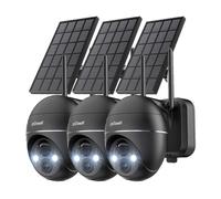 Caméra de surveillance ieGeek 5 MP, Wi-Fi, pour l'extérieur, sans fil, solaire, PTZ 360°, batterie intégrée, 2,4 GHz, vision nocturne couleur, détection PIR, audio bidirectionnel, 3 pièces