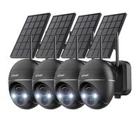 Caméra de surveillance ieGeek 5 MP, Wi-Fi, pour l'extérieur, sans fil, solaire, PTZ 360°, batterie intégrée, 2,4 GHz, vision nocturne couleur, détection PIR, audio bidirectionnel, 4 PC