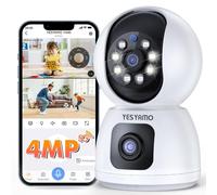 Caméra de surveillance intérieure - Caméra IP Wi-Fi 4 MP - Double objectif - Vision nocturne - Rotation 360° PTZ - Compatible Alexa