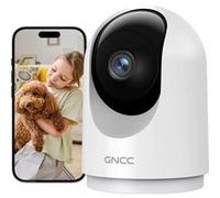Caméra de surveillance intérieure WiFi GNCC 2K 3MP Blanc vision 360 degrés détection IA audio bidirectionnel compatible Alexa