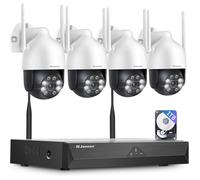 Caméra de Surveillance Jennov 5MP+360°PTZ Kit WiFi Extérieure avec NVR 1TB