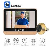Caméra de surveillance pour œilleton de porte - Caméra de porte - 3 MP HD - Wi-Fi - Fonctionnement sur batterie - Écran couleur - Microphone intégré - Enregistrement de 10/20/60 secondes