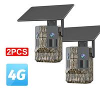 Caméra de surveillance pour l'extérieur, connectivité 4G, objectif grand angle de 180°, lot de 2