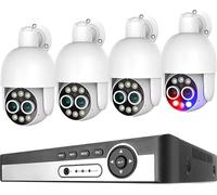 Caméra de surveillance, résolution 8 MP, double objectif, NVR 8 canaux, 4 caméras, Aucune