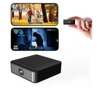 Camera de Surveillance Sans Internet, 4K Mini Camera Espion sans Fil | Fonctionne avec ou sans Wi-Fi, Vision Nocturne, AI Détection Mouvement, Camera Surveillance Pour Intérieur Extérieur, Gris