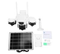 Caméra de surveillance solaire à trois objectifs pour l'extérieur, PTZ, alarme de détection de mouvement via 4G, batterie de 8 000 mAh, version pour le marché asiatique-