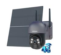 Caméra de Surveillance Solaire Extérieure sans Fil Xega 3G/4G LTE 2K avec Vision Nocturne 20W Panneau Solaire 20,000mAh Batterie