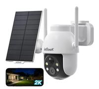 Caméra de surveillance solaire ieGeek 2K pour l'extérieur, caméra sans fil avec surveillance à 360°, suivi automatique des personnes, portée de 15 m, vision nocturne couleur, alarme sonore et lumineus