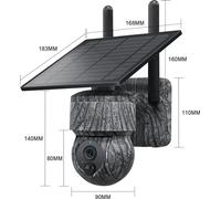 Caméra de surveillance solaire - PTZ 5 MP avec carte SIM 4G - Sans fil - Panneau solaire - Audio bidirectionnel - Batterie rechargeable - Sécurité extérieure