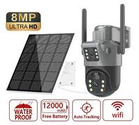 Caméra de surveillance Wi-Fi - Caméra compacte à double objectif - 1,3 MP - 720P HD - Zoom 4x - Alimentation PoE - Sans carte mémoire - Prise EU
