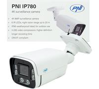 Caméra de vidéosurveillance PNI IP780, 8 MP, 4K, IP, 6 LED IR, IP66, blanche