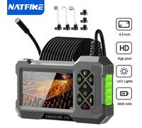 Caméra d'endoscope industrielle NATFIRE, écran IPS 4,3 pouces, étanche IP67, rechargeable Type-C 2600 mAh, câble de 5 m/16,4 pi, avec aimant, crochet, miroir latéral, convient pour l'inspection de tuy