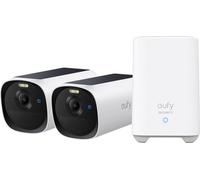 Caméra d'extérieur avec chargement solaire Anker eufy E40 (lot de 2+unité HomeBase 2), 2K blanc
