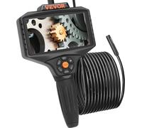 Caméra d'inspection à triple objectif avec éclairage, écran IPS 5 pouces, endoscope industriel, zoom 8X, écran partagé HD 1080P, caméra à 10 LED pour l'automobile et la plomberie (5 m)