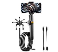 Caméra d'inspection endoscopique double objectif, endoscope articulé à 360°, endoscope avec lumière, lentille 6 mm sonde étanche IP67, 6 LED, pour téléphones Android/iOS (1 m)