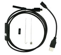 Caméra D'inspection LED 640x480 Étanche pour Réparation de Véhicules | Vidéo, Luminosité Réglable, Compatible Système Mobile, Plastique Noir, 6 LED Blanches, Usage Atelier