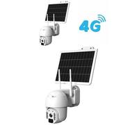 CAMERA DOME MOTORISE SOLAIRE 4G FULL HD 1080p Blanc Vidéo Surveillance IP66 MICRO SD + Panneau solaire